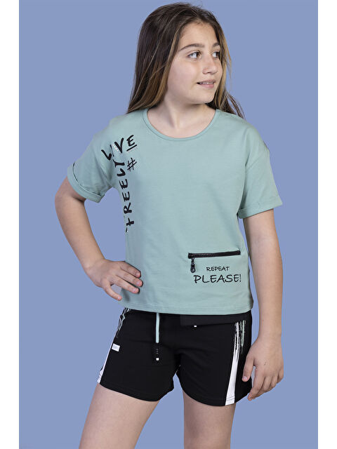 Toontoykids Kız Çocuk Cep Detaylı Baskılı Şortlu Takım - S000271089-18194