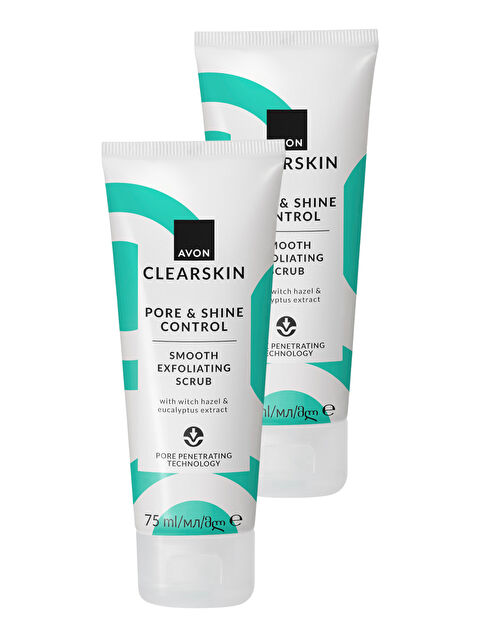 AVON Clearskin Pore & Shine Control Smooth Yüz İçin Arındırıcı Scrub 75 Ml. İkili Paket - S000511995-10231