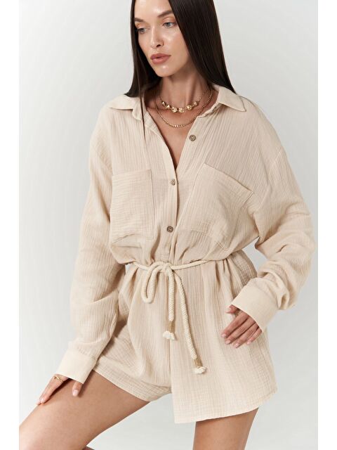 Bohemai Anetta Bej Müslin Kısa Tulum - S000513525-19928