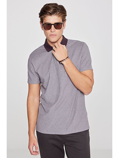 AC&Co / Altınyıldız Classics Erkek Acı Kahve Pamuklu Slim Fit Dar Kesim Polo Yaka Tişört