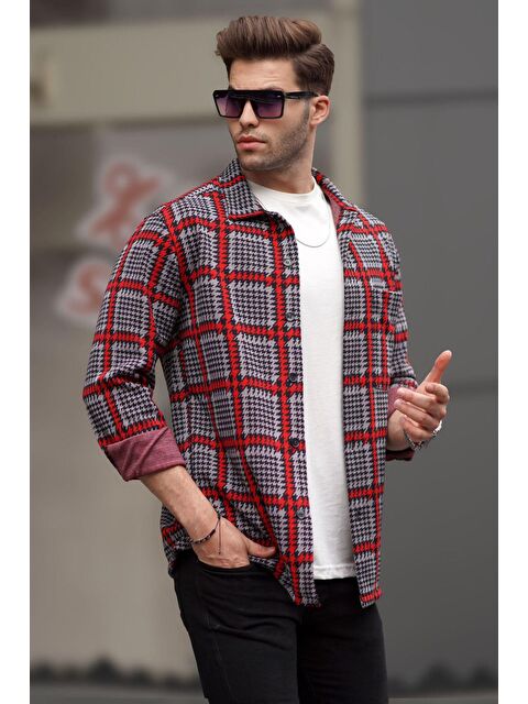Madmext Kırmızı Ekoseli Oduncu Erkek Gömlek 6715 - S000079685-20045