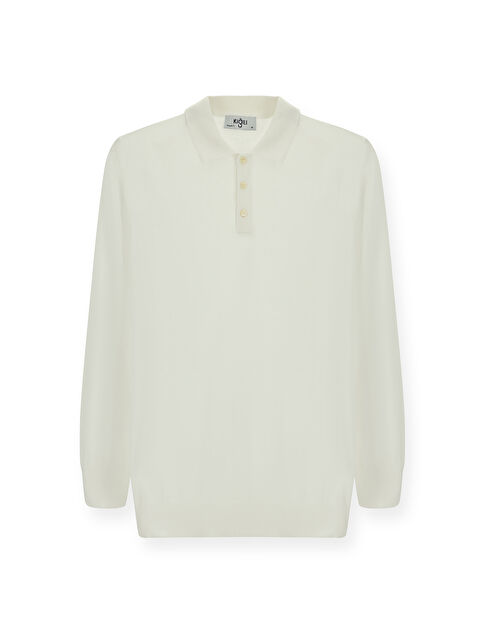 Kiğılı Polo Yaka Regular Fit Pamuklu Kaşmirli Triko Kazak