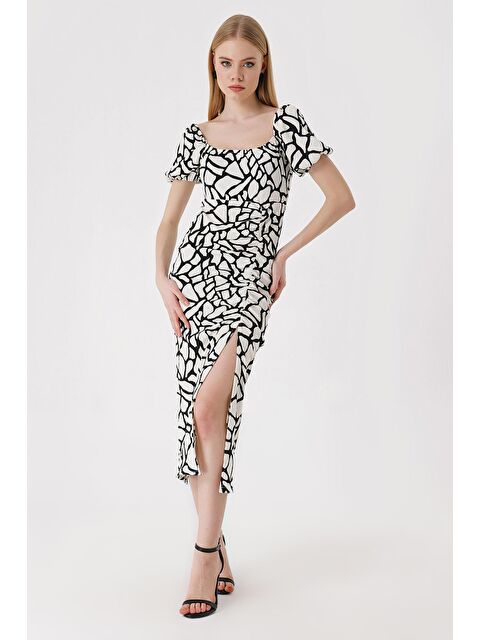 Bigdart 2396 Yırtmaçlı Yazlık Örme Elbise - D. Siyah - S000089475-22238