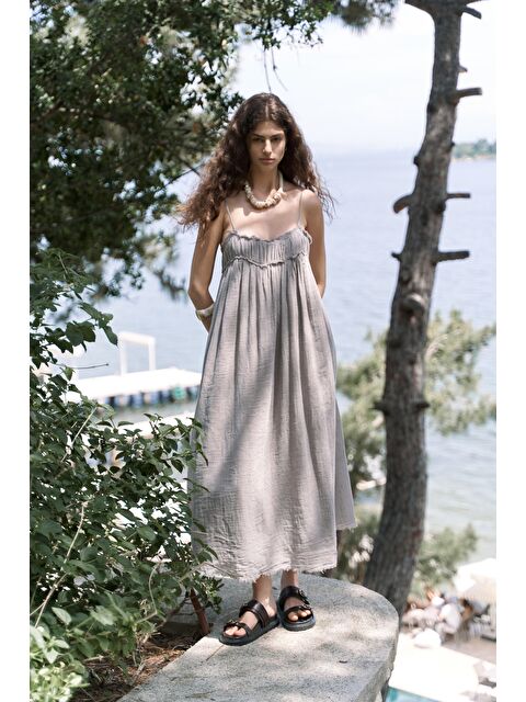 Bohemai Torrora Uzun Vizon Keten Elbise - S000511589-26429