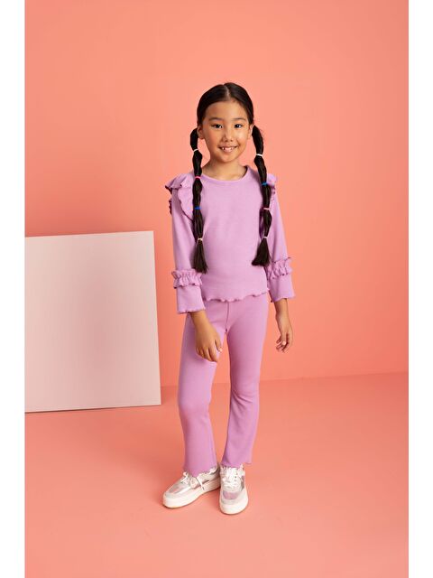 Luess Kız Çocuk Omuzu ve Kolu Fırfırlı Elastanlı Takım 3 4 Yaş 8 9 Yaş - S000274177-17878