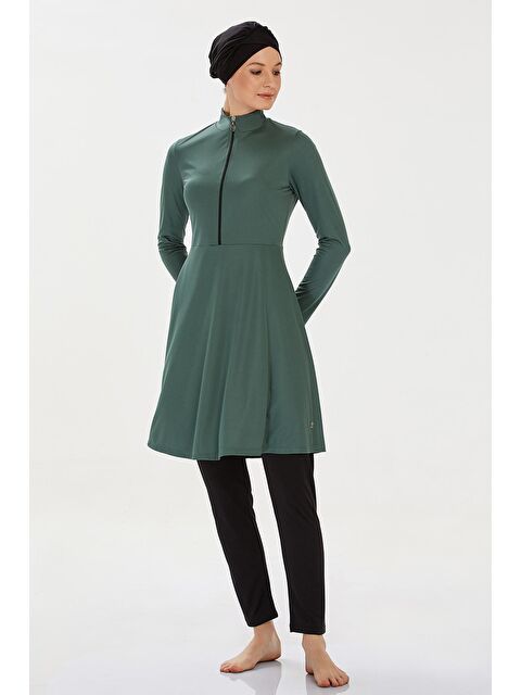 Rozamay Elastanlı Tam Kapalı Tesettür Mayo Maysız Düz 9020 Haki - S000174254-18547