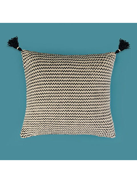 Evidea Soft Shiny Kırlent - Bej / Siyah - 45x45 cm - S000511997-37216