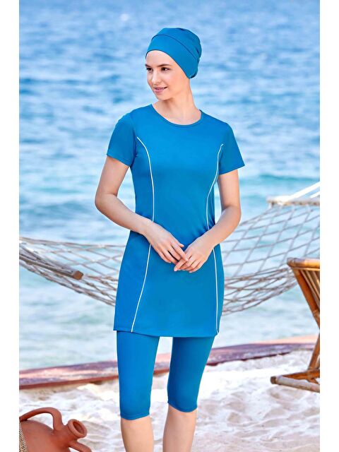 Rozamay Kısa Kollu Yarı Kaplı Mayo Margarıt 9091 Petrol - S000174259-20019