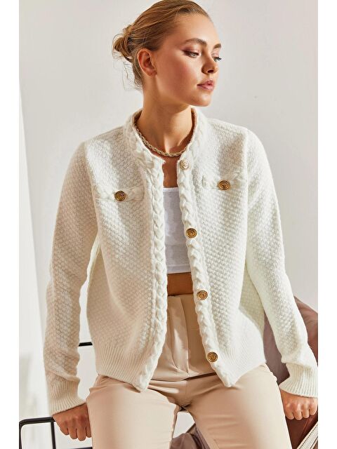 SHADE Kadın Saç Örgülü Düğmeli Triko Hırka - S000111855-20063