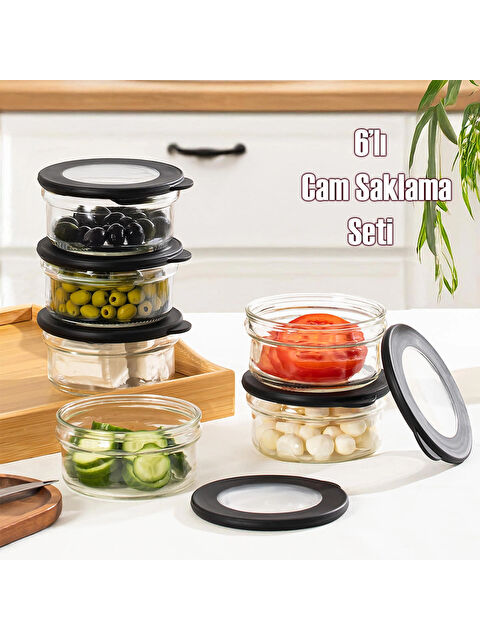 Porsima 4381 Flat 6lı Cam Kahvaltılık Çok Amaçlı Saklama Kabı Cam Kahvaltı Seti