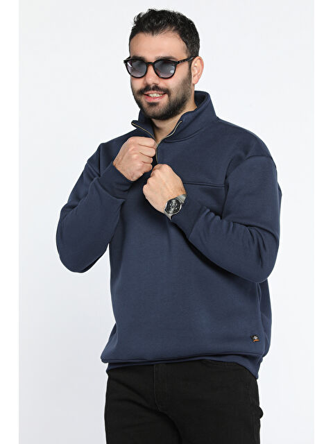 Mishar İtalia Dik Yaka Yarım Fermuarlı Üç İplik Şardonlu Erkek Sweatshirt - S000309269-21164