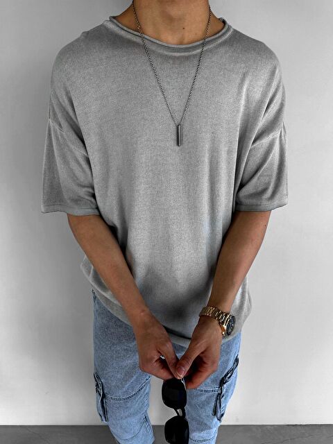 Abluka Online Oversize %100 Pamuk Eskitmeli Nefes Alabilen Triko Erkek Tişört - S000176081-20600