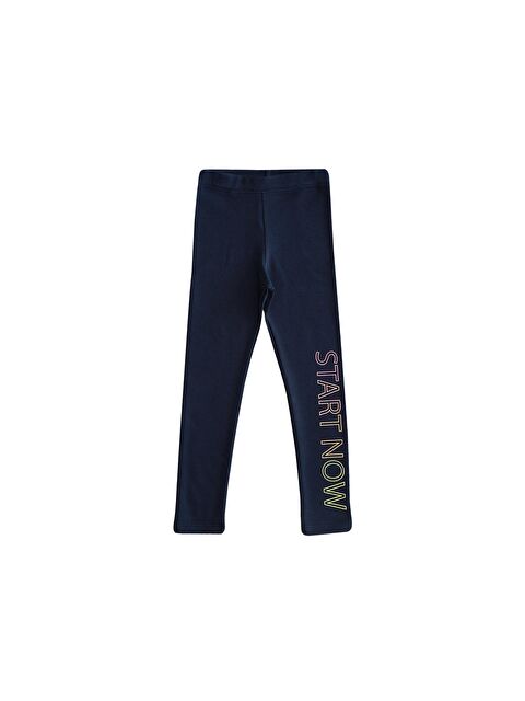 Lovetti Koyu Lacivert Kız Çocuk Start Now Baskılı Şardonlu Tayt - S000126628-29672