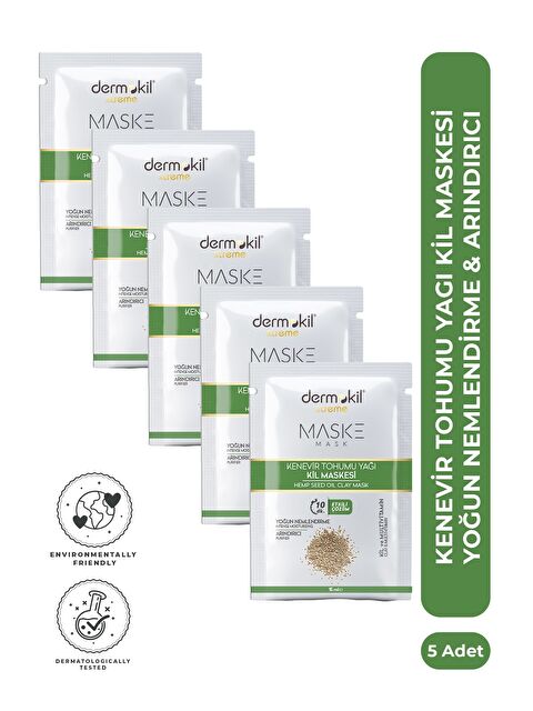Dermokil Yoğun Nemlendirici & Arındırıcı Kenevir Tohumu Yağlı Kil Maskesi 15 ml x 5 Adet - S000505189-26865