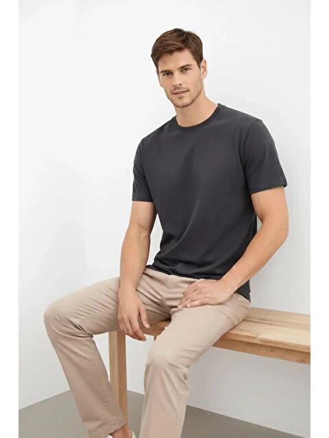 Jane's Erkek Bisiklet Yaka Tişört Regular Kalıp Basic Pamuklu Günlük Kullanım Tişört