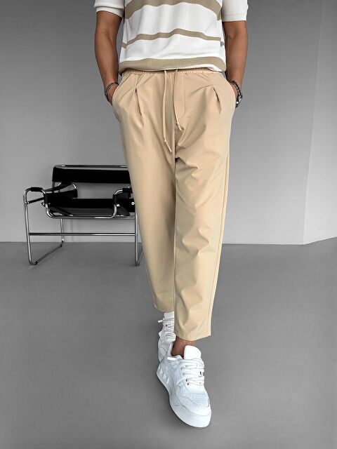 Abluka Online Regular Fit Paraşüt Kumaş Erkek Pantolon Bej - S000170367-19928