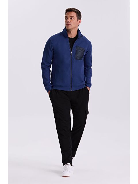 JAKAMEN İndigo Slim Fit Fermuarlı Pamuklu Elastanlı Eşofman Üstü - S000497941-23093