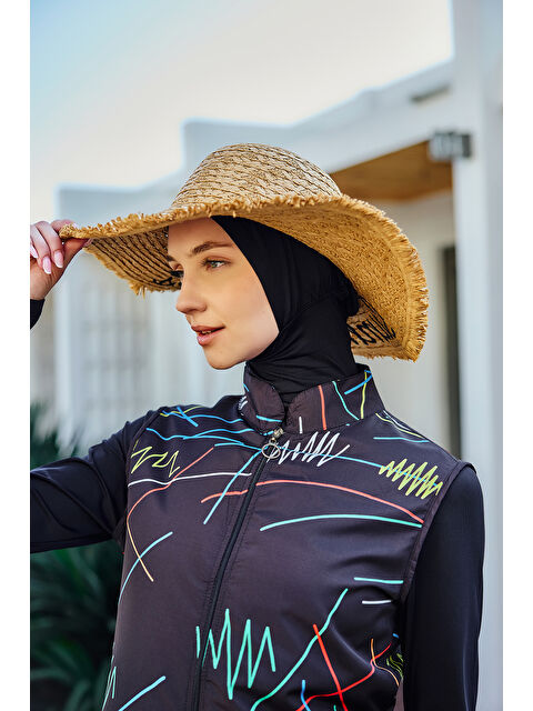 Remsa Mayo Kenarları Püsküllü Nakış Detaylı Hasır Şapka Plaj Şapkası RŞ-2112 Camel02 - S000400078-4557