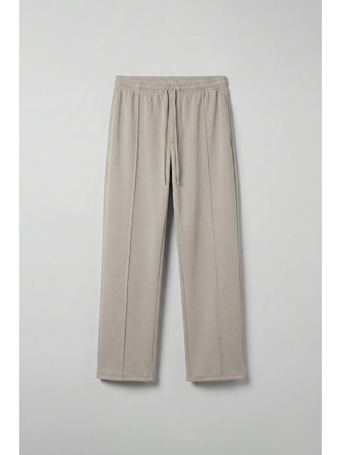 Abluka Online Erkek Relaxed Pileli Yumuşak Dokulu Beli Lastikli Eşofman Altı Bej - S000513532-19928