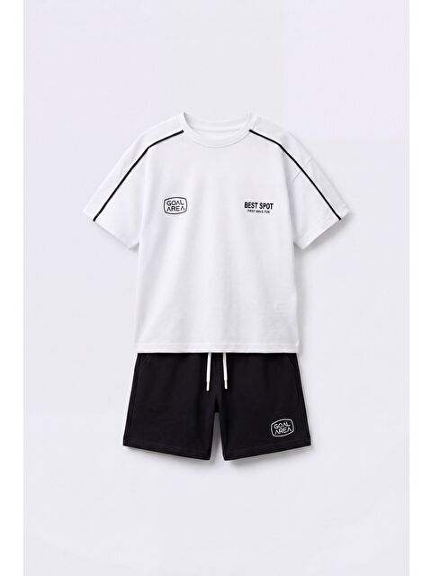 Magu Erkek Çocuk Pamuklu Siyah Şortlu T-Shirt Takım