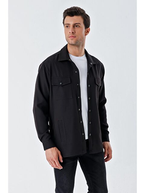 Bigdart 20193 Oversize Erkek Gömlek - Siyah - S000092362-19351