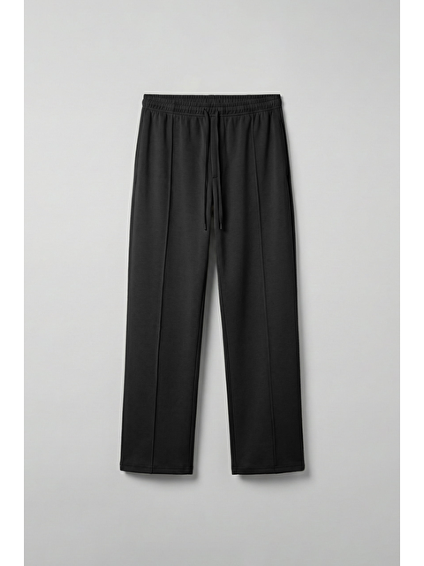 Abluka Online Erkek Relaxed Pileli Yumuşak Dokulu Beli Lastikli Eşofman Altı Siyah - S000513532-19351