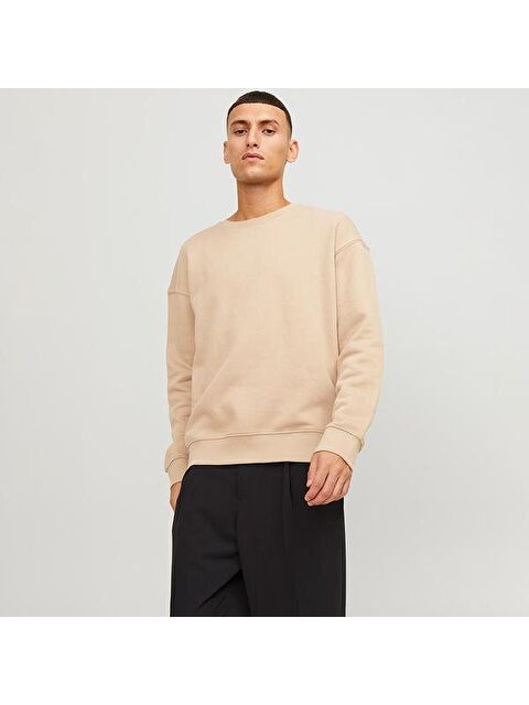 Jack & Jones Jack&Jones Star Basic Erkek Bej Bisiklet Yaka Sweatshirt - S000522210-19928