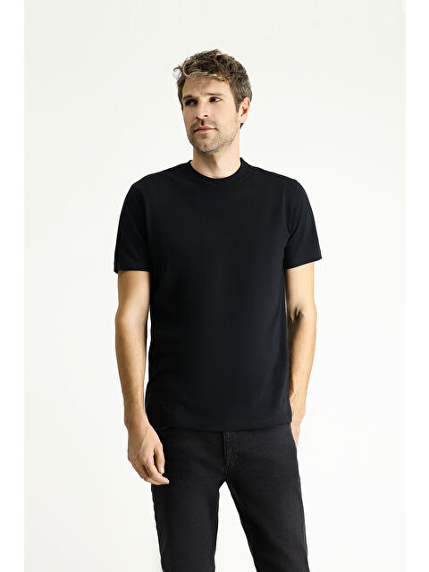 Kiğılı Bisiklet Yaka Slim Fit Dar Kesim Süprem Pamuk %100 Pamuk Tişört - S000404099-19351