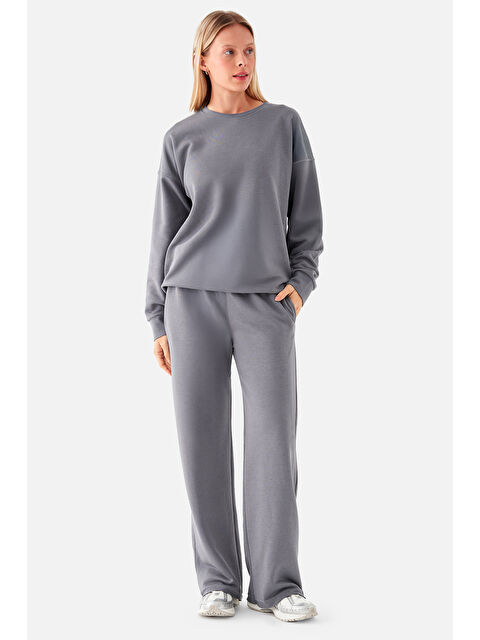 Superstacy Nina Pamuklu Basic Füme Sweatshirt - S000296310-33408