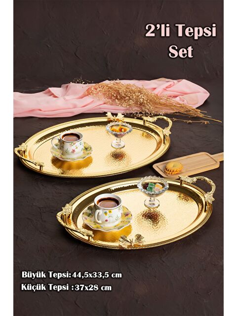 Porsima 3252 2li Gold Paslanmaz Çelik Kahve Tepsisi - S000317889-20076