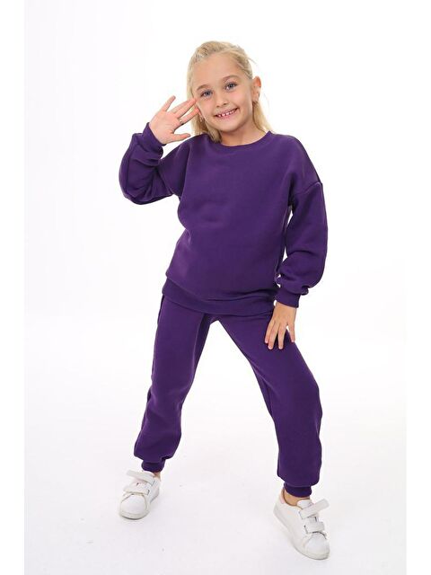 My Kids Wear Kız Çocuk Sweatshirt ve Pantolon Takımı – Mor Basic 5-14 Yaş 10843 - S000403847-20042