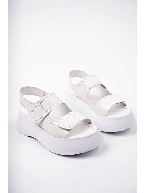 Muggo NANSHE Kalın Taban Çift Bantlı Cırtlı Günlük Kadın Sandalet - S000350643-20063