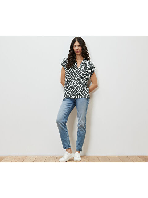 Tchibo Kadın Bluz, V Yaka, Kısa Kollu