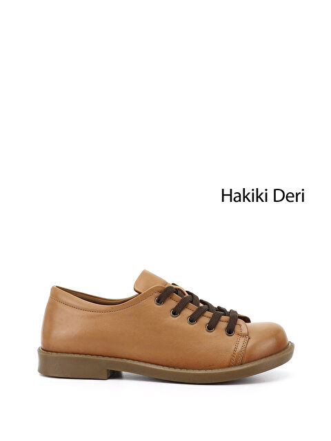 GÖNDERİ(R) Kadın KAHVERENGİ-TABA Bağcıklı Hakiki Deri Sneaker - S000493429-37323