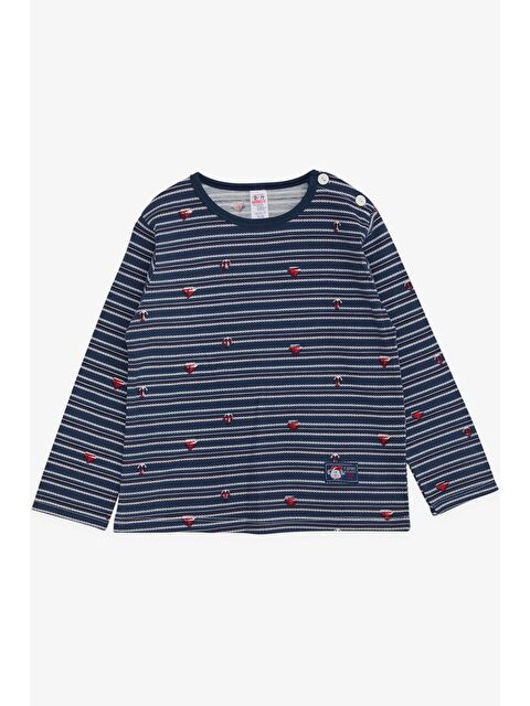 Breeze Erkek Bebek Uzun Kollu Tişört Patlı Deniz Temalı Koyu Mavi (9 Ay-1 Yaş) - S000152215-19393