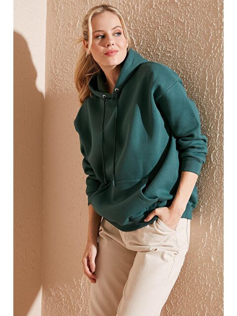 Lela Regular Fit Pamuklu Kapüşonlu Yaka Şardonlu Kışlık Sweat 5863854 - S000000180-19416