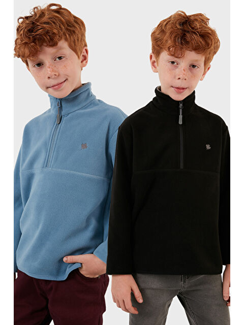 Lela Yumuşak Dokulu Fermuarlı Dik Yaka Şardonlu 2'li Paket Polar 5905002S2 - S000531254-37375