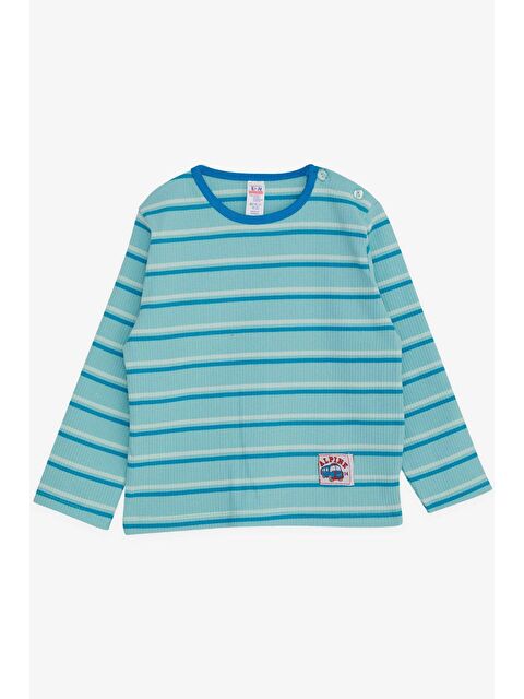 Breeze Erkek Bebek Uzun Kollu Tişört Patlı Otobüs Baskılı Turkuaz (9 Ay) - S000152216-20055