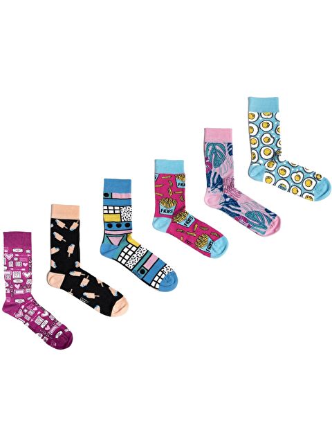 Ozzy Socks 6 Çift Organik Pamuklu Dikişsiz Kadın Çok Renkli Desenli Çorap - S000131524-23173
