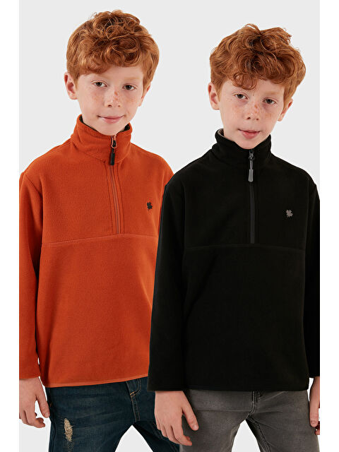 Lela Yumuşak Dokulu Fermuarlı Dik Yaka Şardonlu 2'li Paket Polar 5905002S2