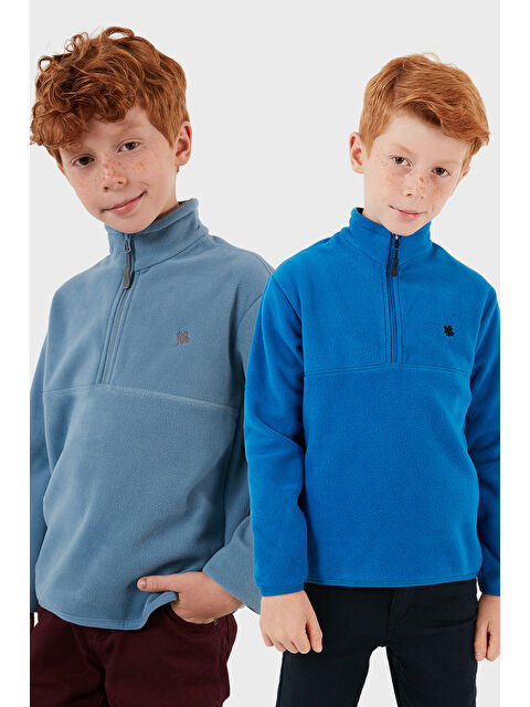 Lela Yumuşak Dokulu Fermuarlı Dik Yaka Şardonlu 2'li Paket Polar 5905002S2