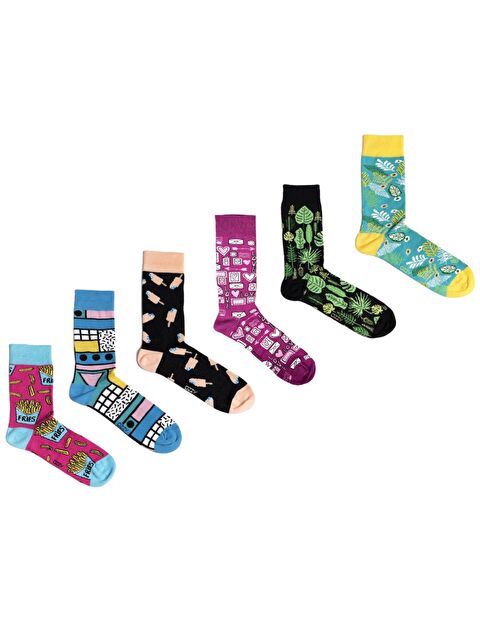 Ozzy Socks 6 Çift Organik Pamuklu Dikişsiz Kadın Çok Renkli Desenli Çorap - S000131528-23173