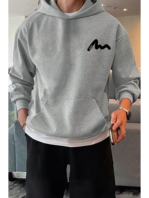 Oksit Enjoy Ön Baskılı Pamuklu  Erkek Hoodie - S000126102-20600