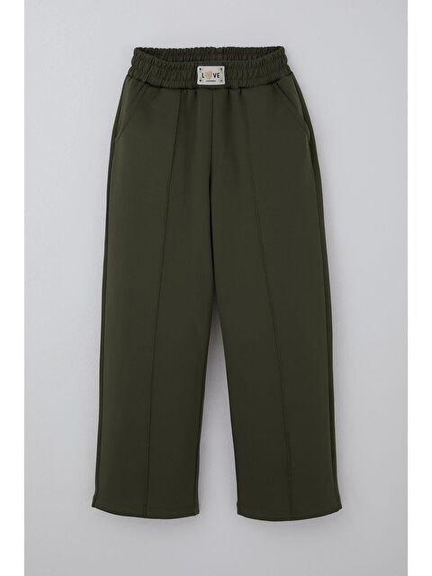 Breeze Kız Çocuk Pantolon Arma Detaylı Çima Dikişli Cepli Koyu Haki Yeşil (8-14 Yaş) - S000493771-19294