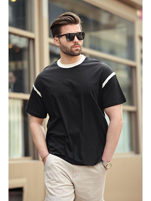 Madmext Siyah Bisiklet Yaka Regular Fit Erkek %100 Pamuk Tişört E7126 - S000358761-19351