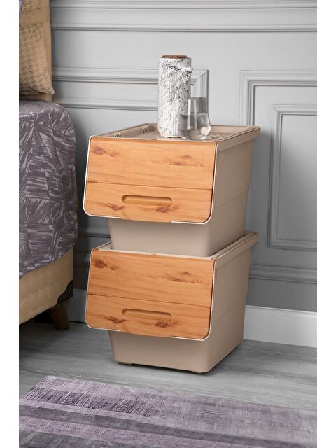 Motek 12 Litre Bambu Desen Tekerlekli Tekli Organizer 2 Adet - S000305282-19966