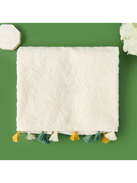 Evidea Soft Granny Summer Flos Yüz Havlusu - Ekru - 50x90 cm - S000391017-19965