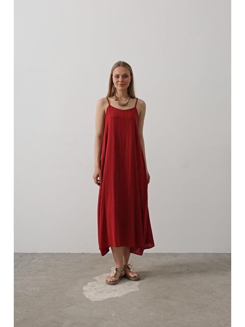 Jane's Askılı Uzun Çan Elbise - Bordo - S000527888-19951