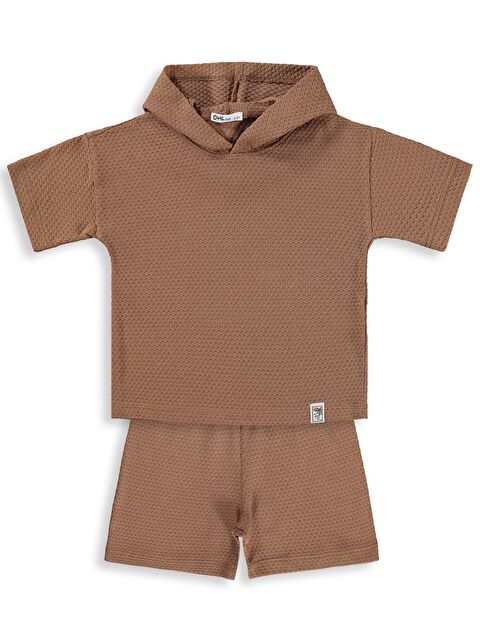 Civil Boys Palmiye Etiketli Kapüşonlu 2-5 Yaş Takım - Kahve