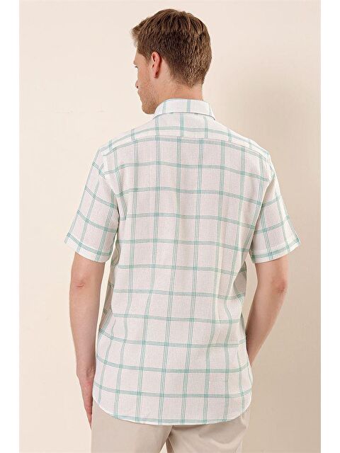 İMZA Yeşil Kısa Kollu  %100 Pamuk Klasik Comfort Fit Rahat Kesim Gömlek 1004230173 - S000348118-18194